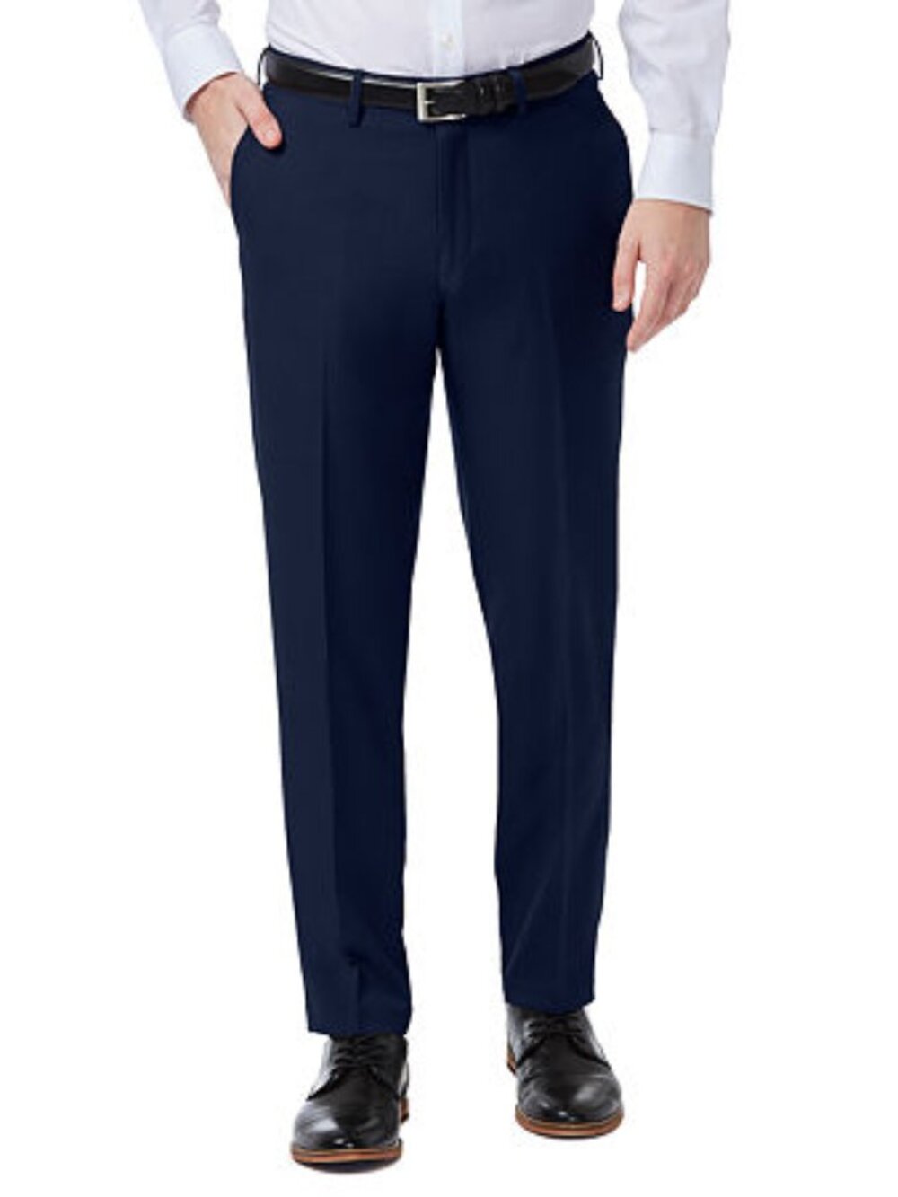 Haggar Men’s Premium Comfort Slim Fit Flat Front Dress Pants, 34W x 30L, Navy
